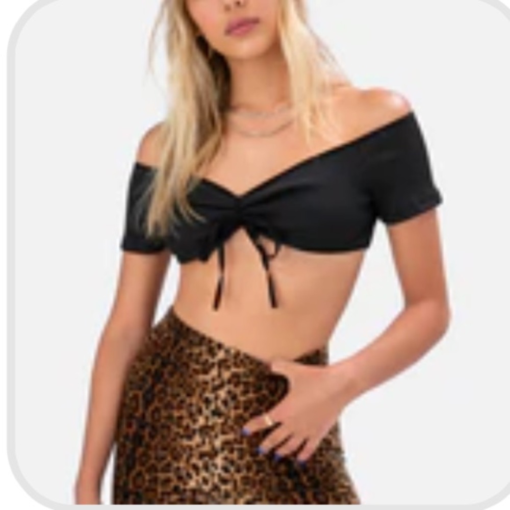 adika black tie front crop top s